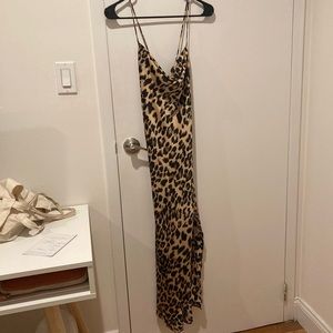 ASTR The Label Cheetah Print Cowl-Neck Dress
